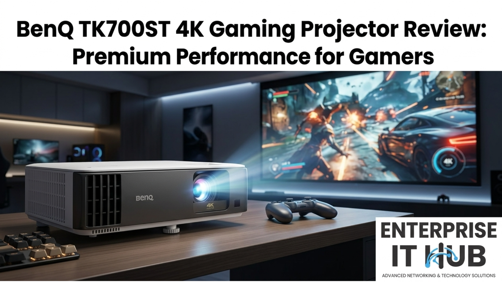 BenQ TK700ST 4K Gaming Projector in dark gaming room setup