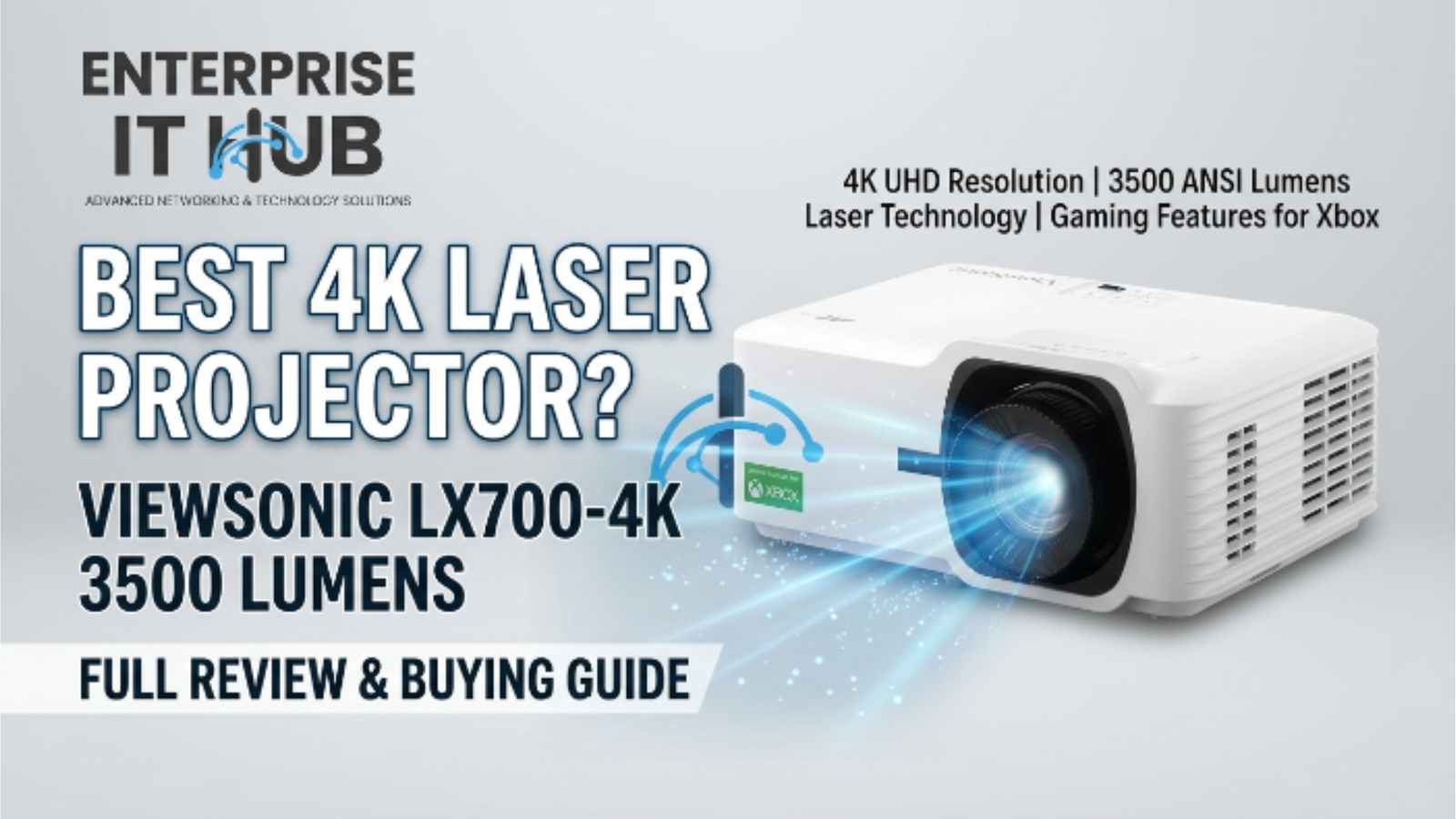 ViewSonic LX700-4K 3500 Lumens 4K laser projector displaying ultra HD home theater visuals