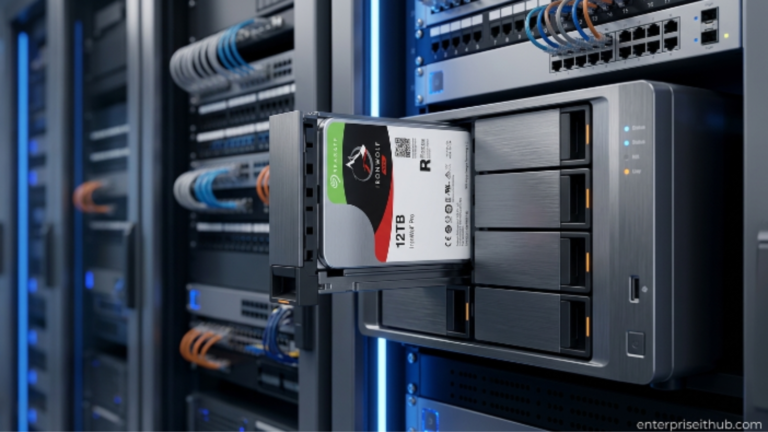 Seagate IronWolf Pro 12TB NAS hard drive ST12000NE0008 installed in NAS enclosure