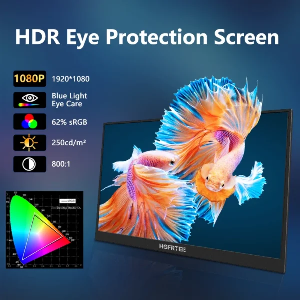 15.6 inch portable monitor 1080P HDR IPS screen