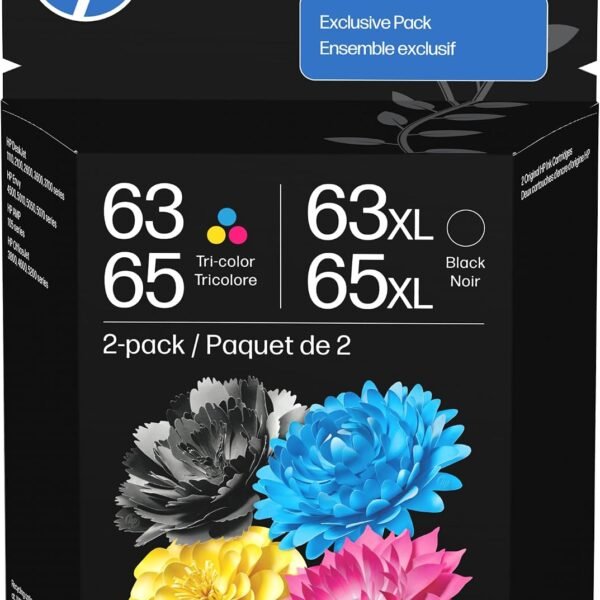 HP 63XL/65XL High-Yield Black & HP 63/65 Tri-Color Original Ink Cartridge Bundle (B87FDAN)