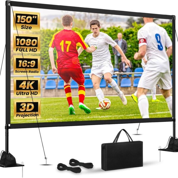 120-Inch Portable Outdoor Projector Screen with Stand (16:9 4K HD)