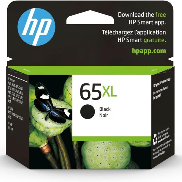 HP 65XL Black High-Yield Original Ink Cartridge (N9K04AN) for DeskJet, ENVY & AMP Printers