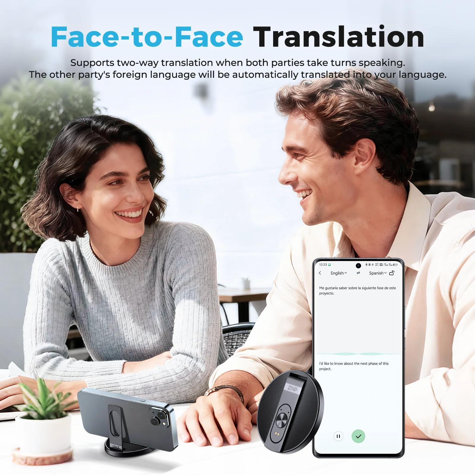 Face to face AI voice translation