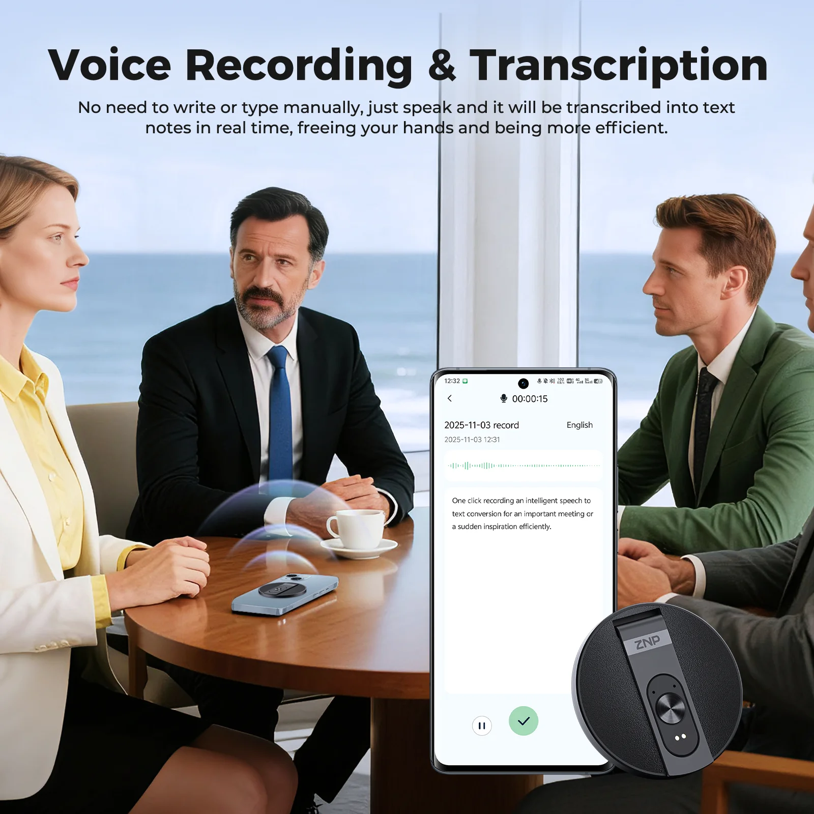 AI translator voice recording and transcription