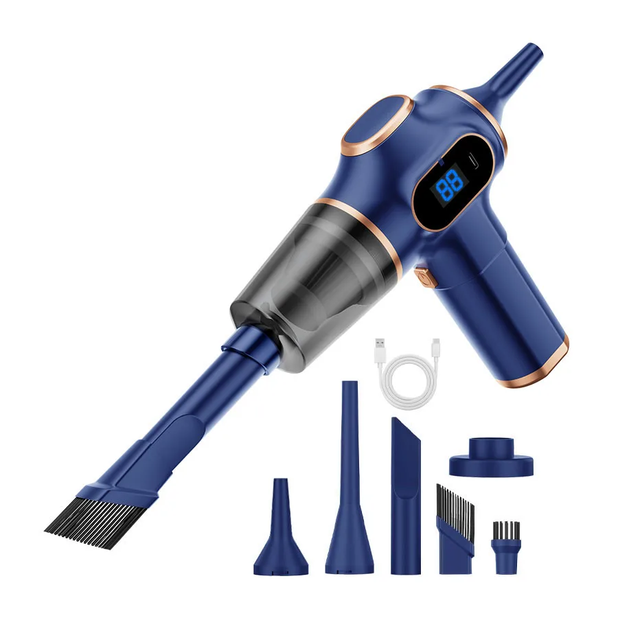 Cordless car vacuum and air blower with nozzles