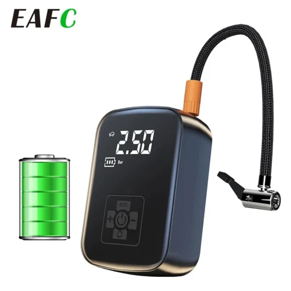 Cordless portable tire inflator with digital pressure display