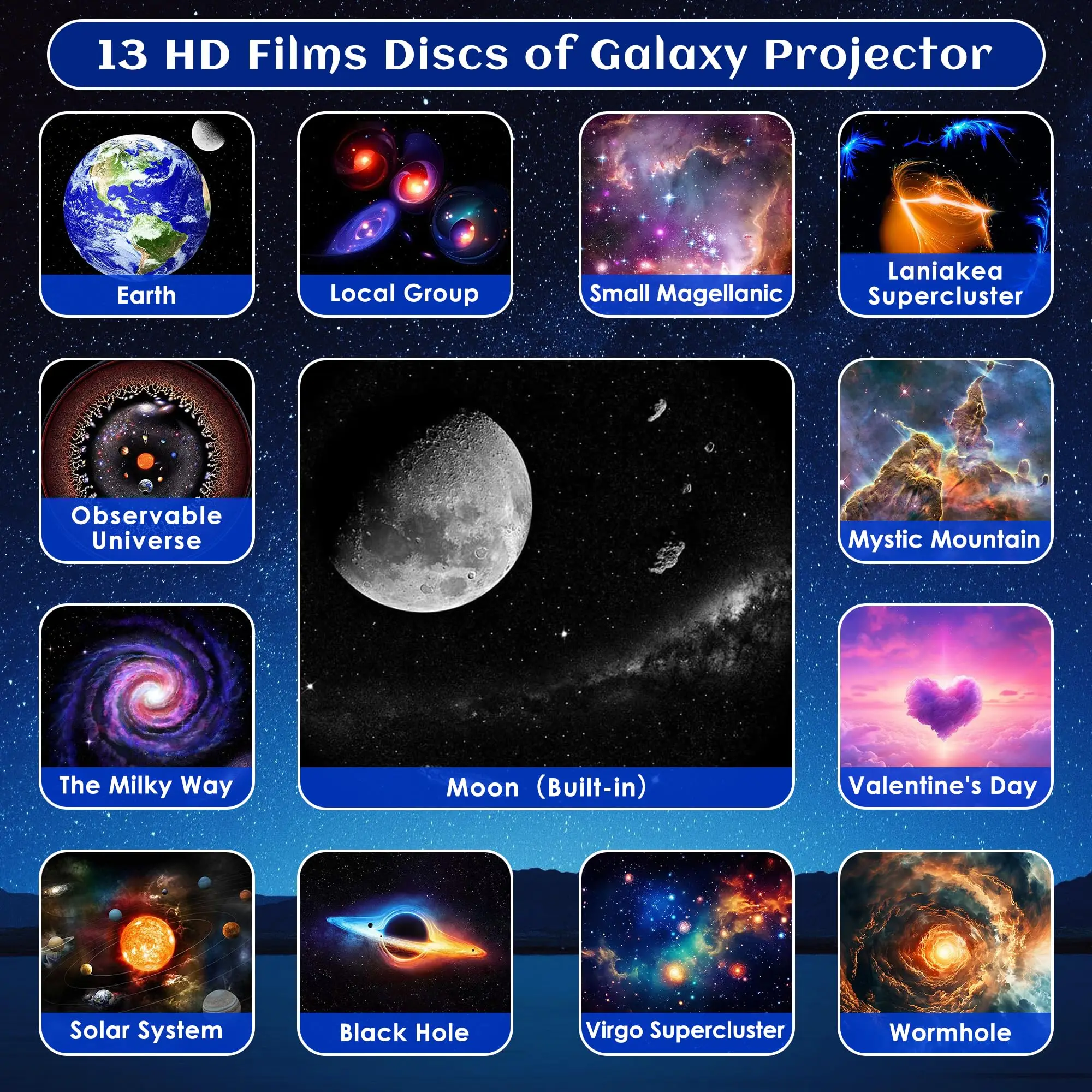 Galaxy projector HD film disc space scenes