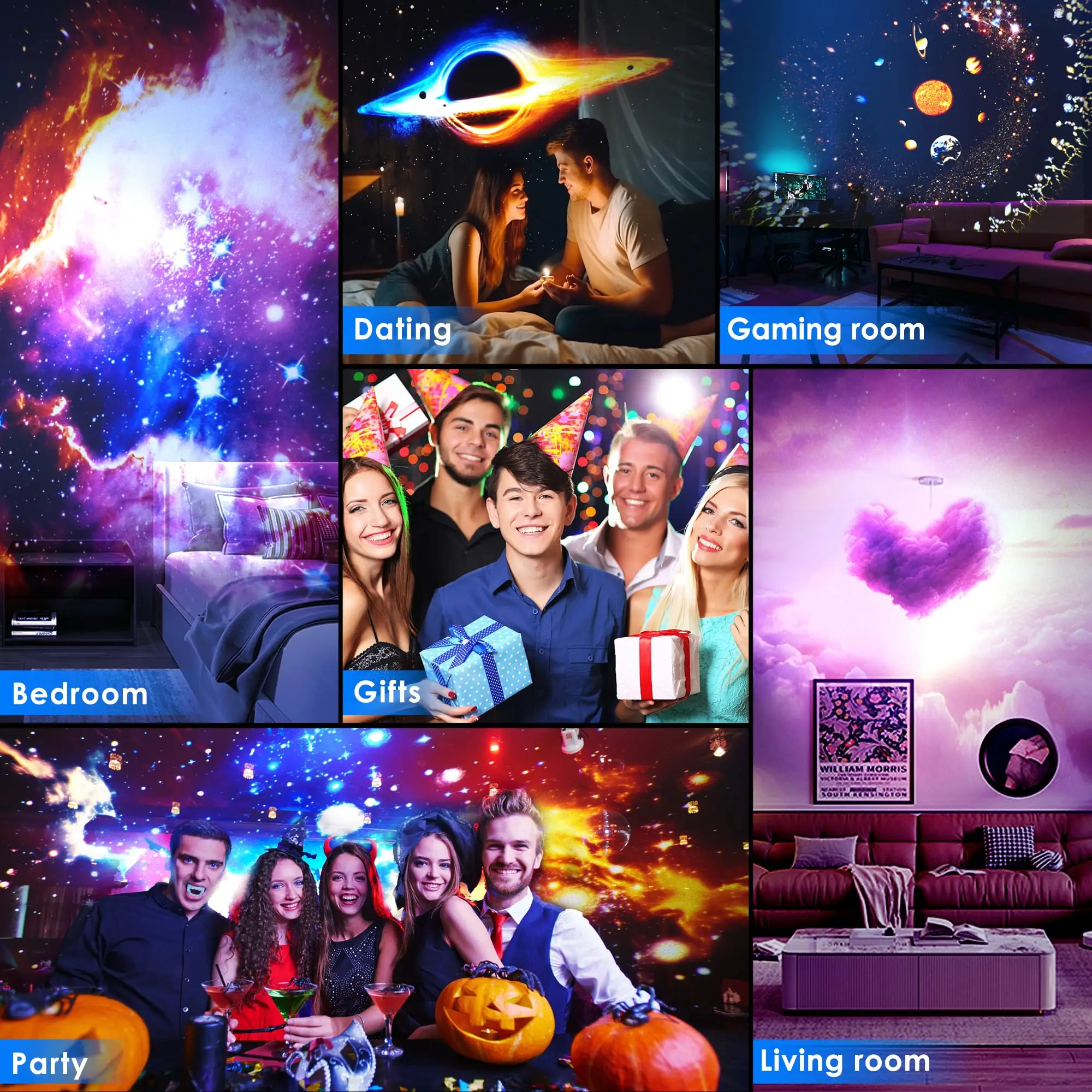 Galaxy projector for bedroom gaming and parties